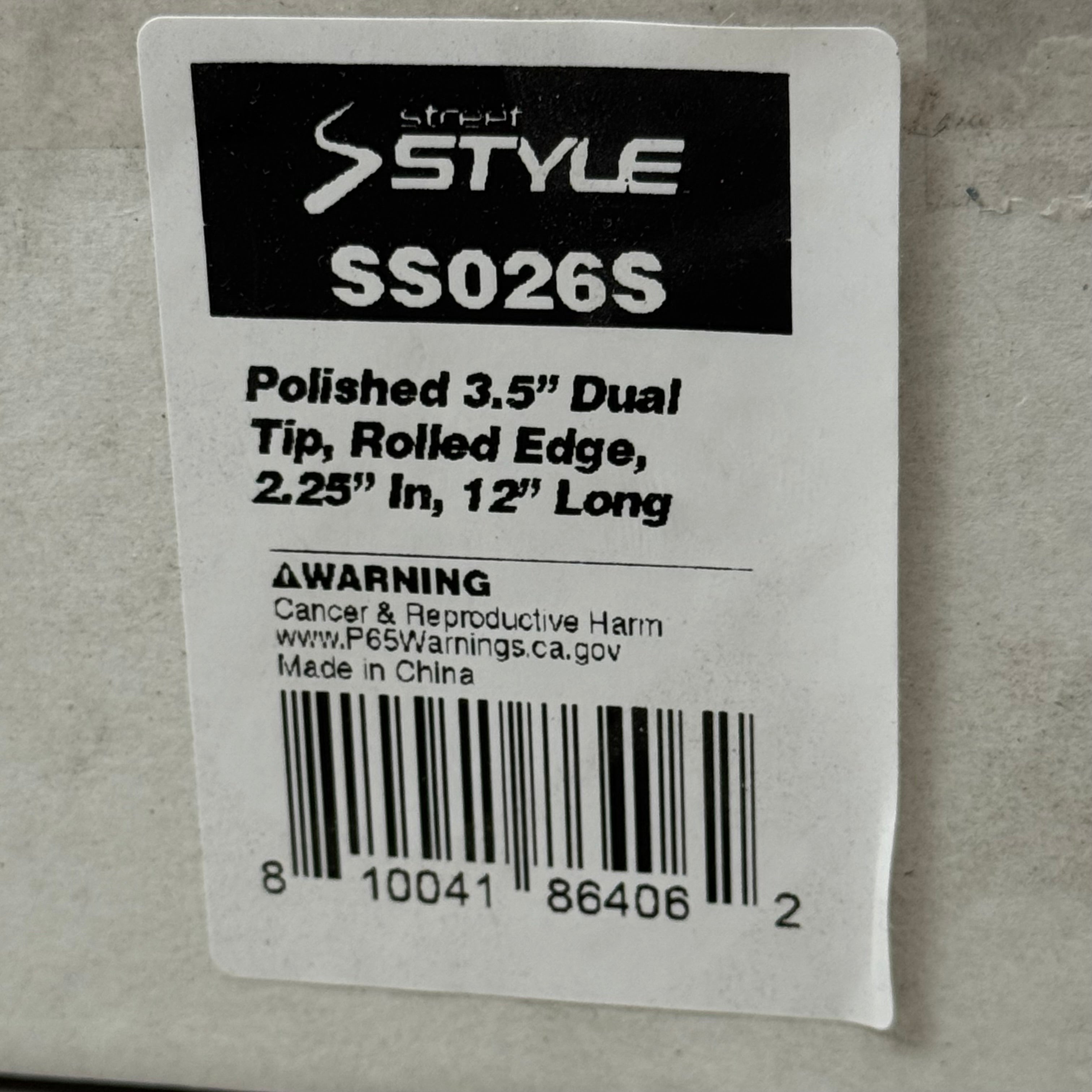 STREET STYLE  Polished Stainless Dual Exhaust Tip 12"Lx7.5"W SS026S