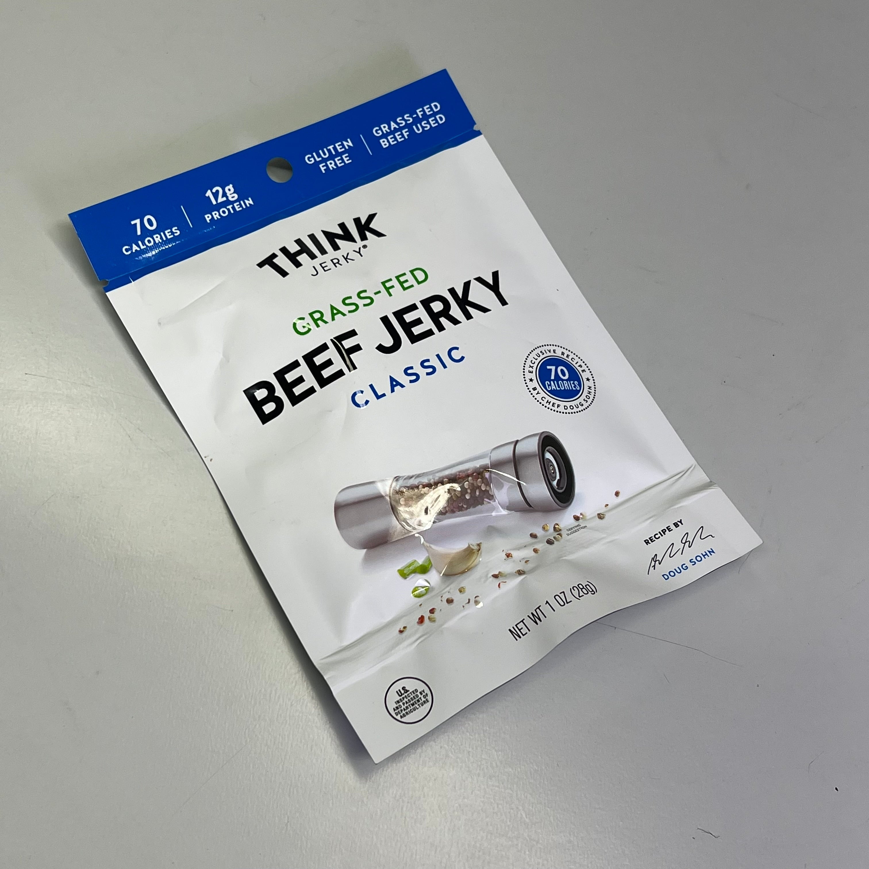THINK (10 PACK) Gluten Free Grass Fed Classic Flavor Beef Jerky 1 Oz BB 11/26