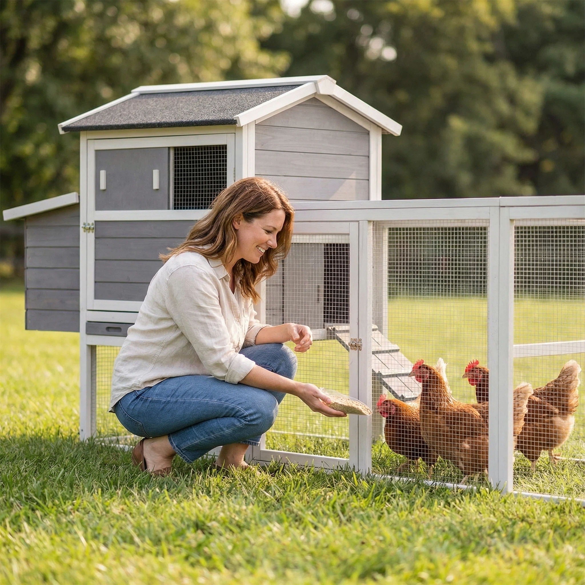 Chicken Coop With Run And Nesting Box