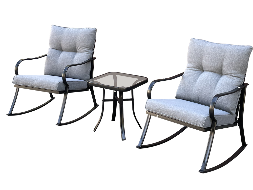 Rocker Set Chair and Teapoy Medium Grey