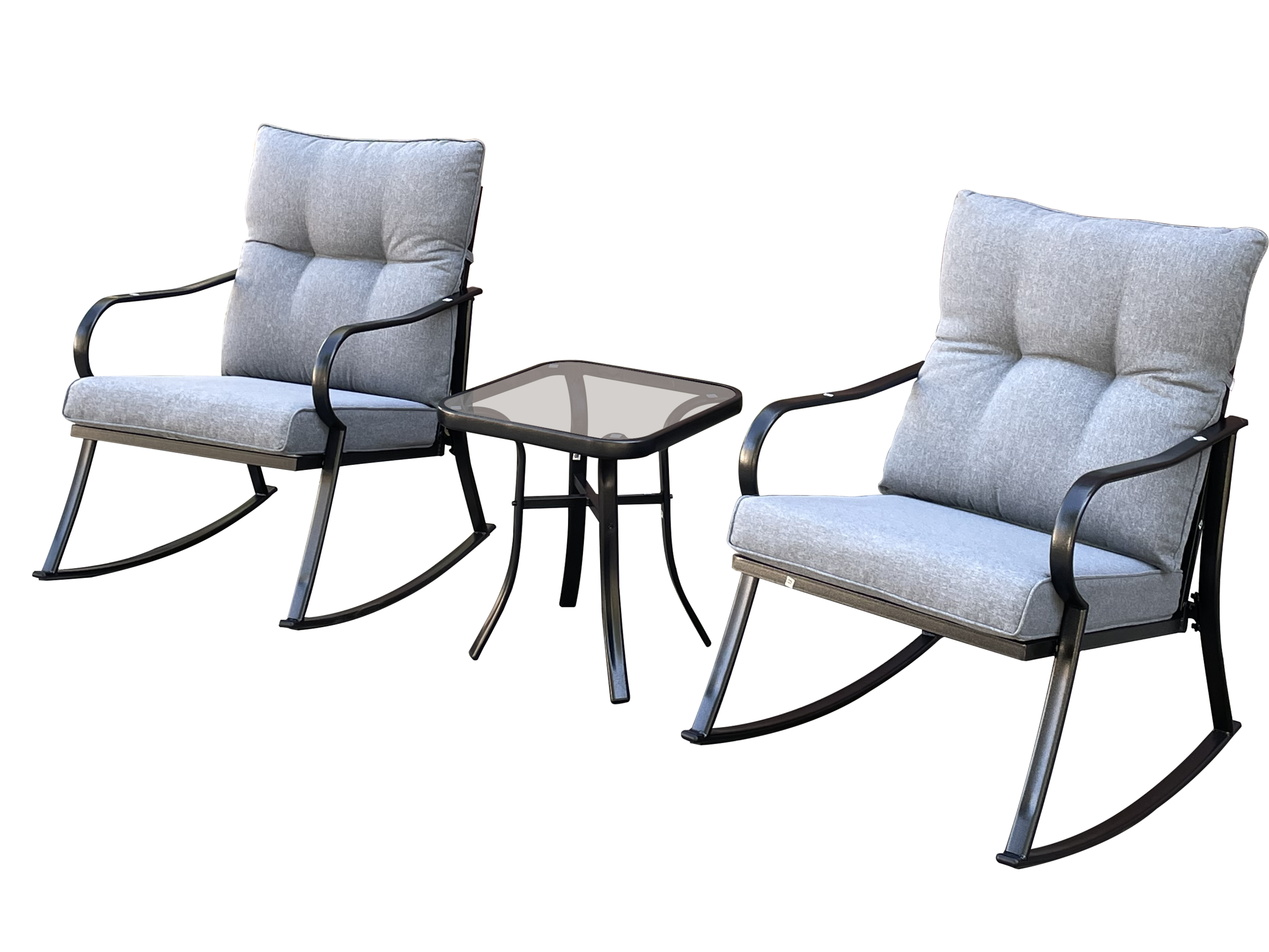 Rocker Set Chair and Teapoy Medium Grey