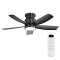 Flush Mount Ceiling Fan With 18W LED Light And Remote Control
