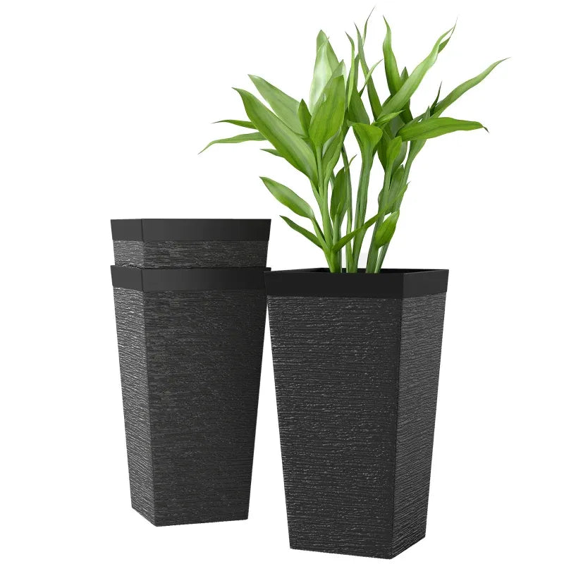 Modern Design Stackable Tapered Planters, Set of 3 Outdoor Planters