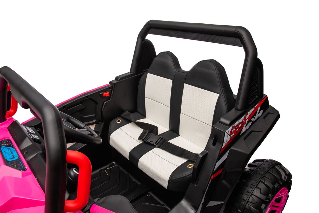 12V7A*1 30W*4 Four-Wheel Drive Seat One Button Start, Forward And Backward, High And Low Speed, Music, Front Light, Power Display, Two Doors Can Open, 2.4G R / C, Seat Belt Four Wheel Absorber