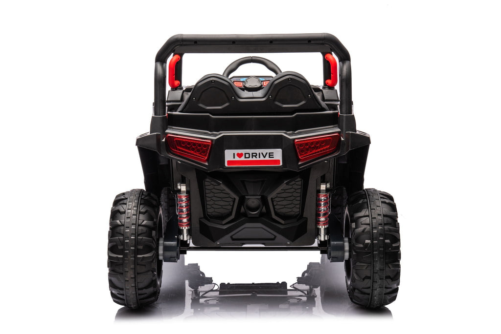 12V7A*1 30W*4 Four-Wheel Drive Seat One Button Start, Forward And Backward, High And Low Speed, Music, Front Light, Power Display, Two Doors Can Open, 2.4G R / C, Seat Belt Four Wheel Absorber