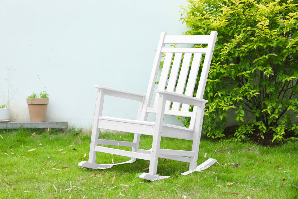 Oversized Rocking Chair with Wood-Texture Outdoor Design