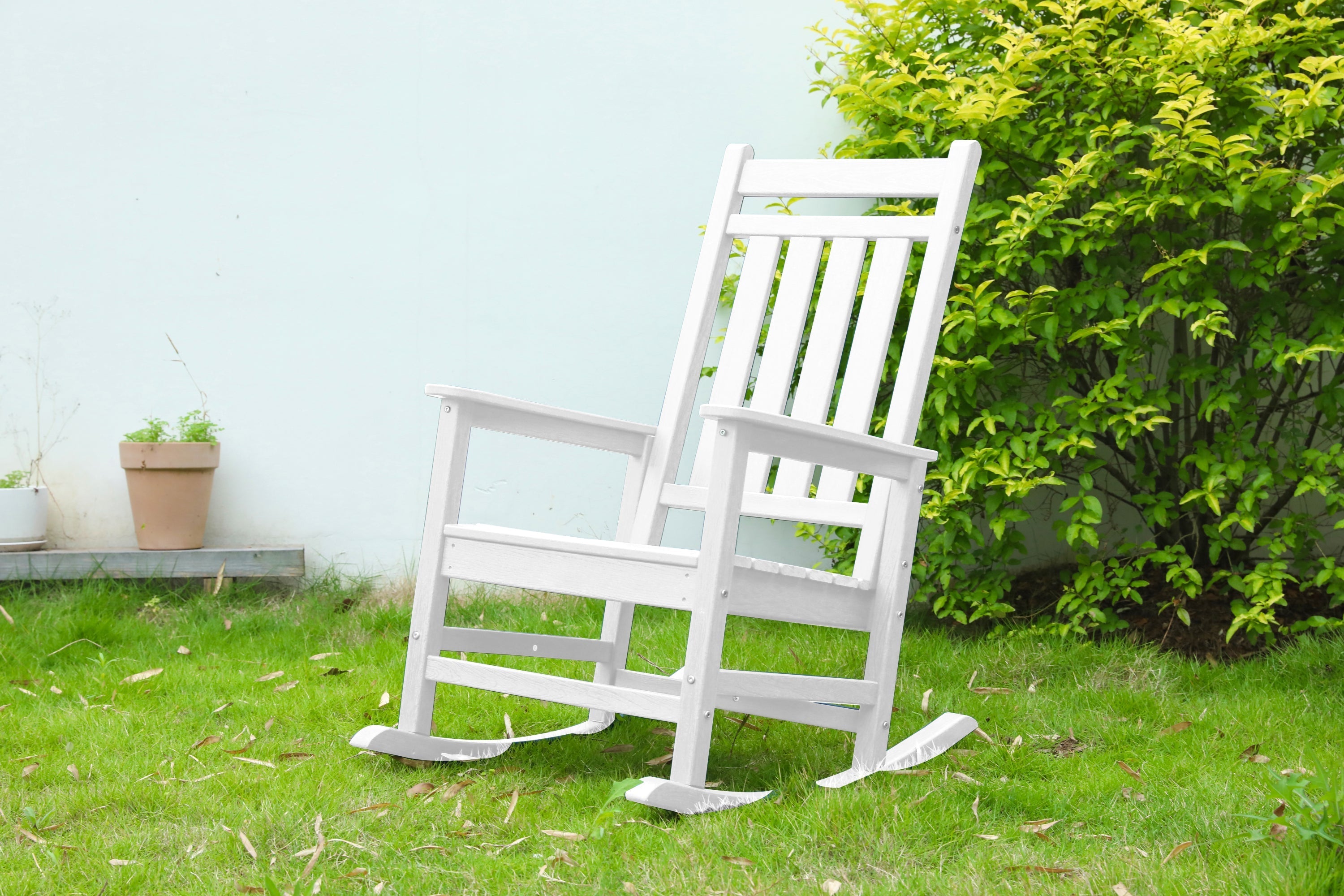 Oversized Rocking Chair with Wood-Texture Outdoor Design