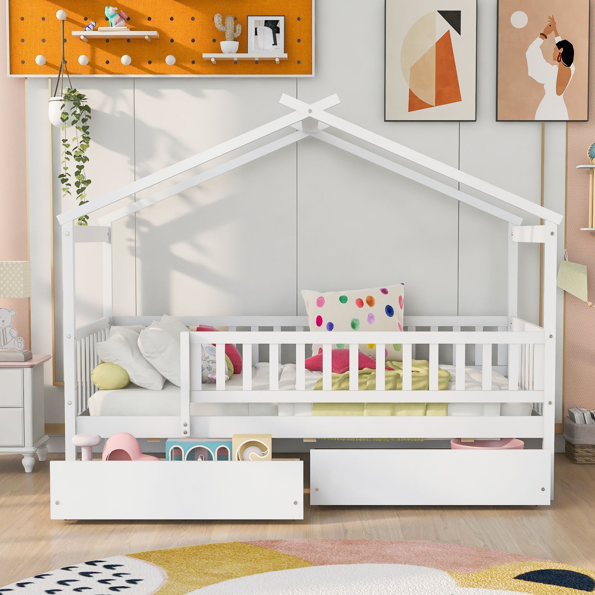 House Bed With 2 Drawers