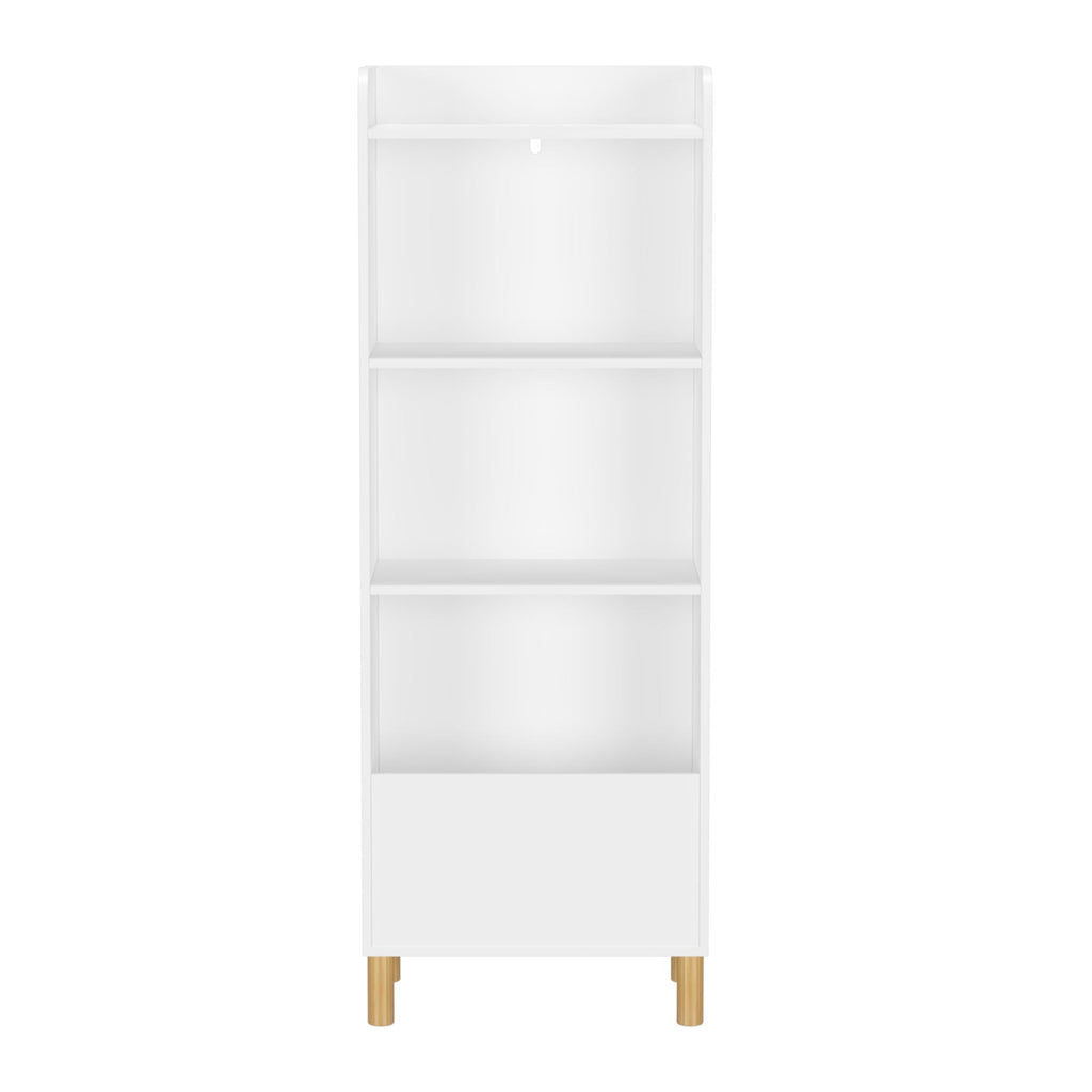 4 Tier Bookcase with Safety Restraint and Storage Cabinet - White