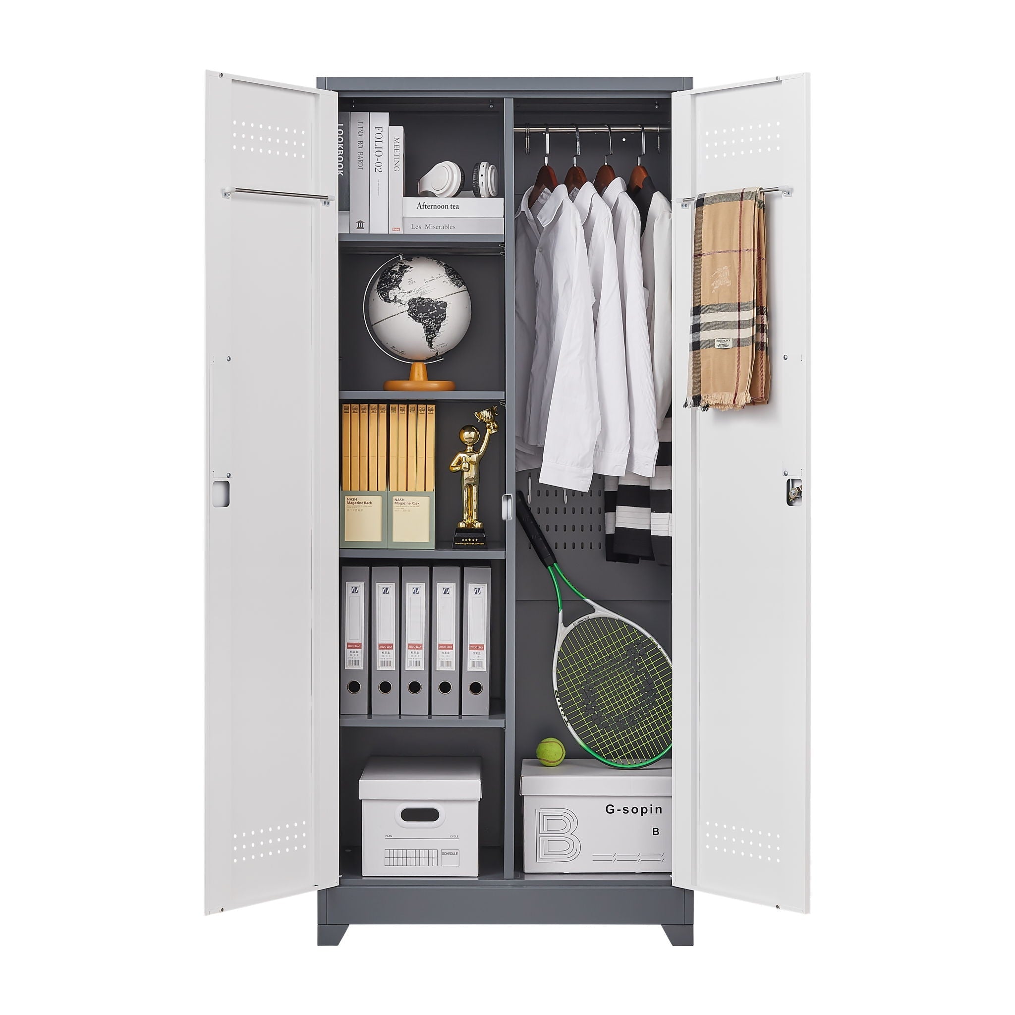 Lockers With Locking Doors, Adjustable Shelves, High Broom Tool Storage Cabinet