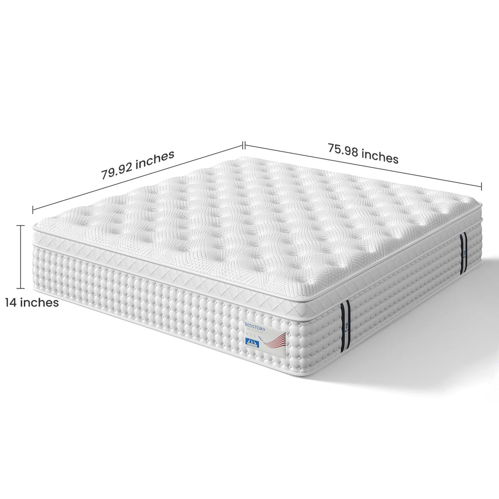 14" King Hybrid Mattress, Memory Foam & Pocket Spring Bed