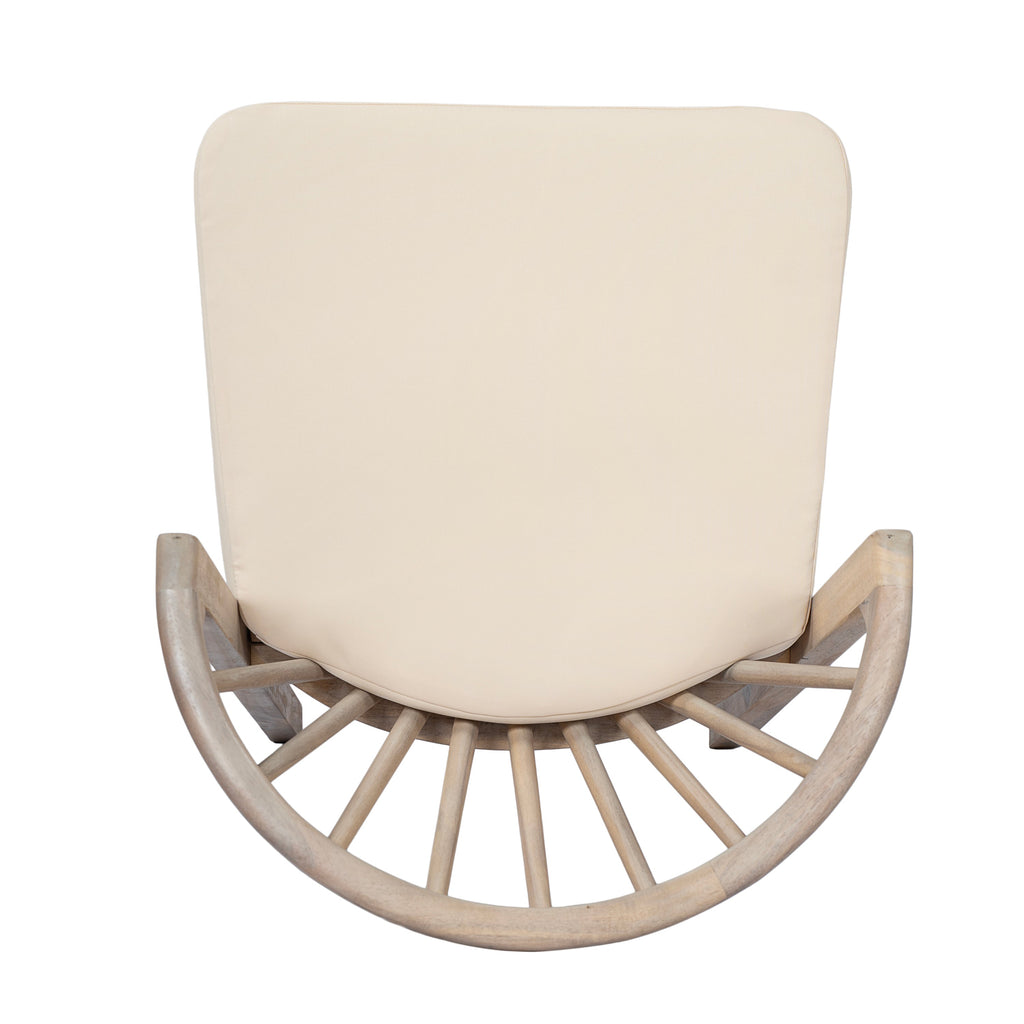 Outdoor Dining Chairs Set of 2 with Acacia Wood and Cream Washable Cushions