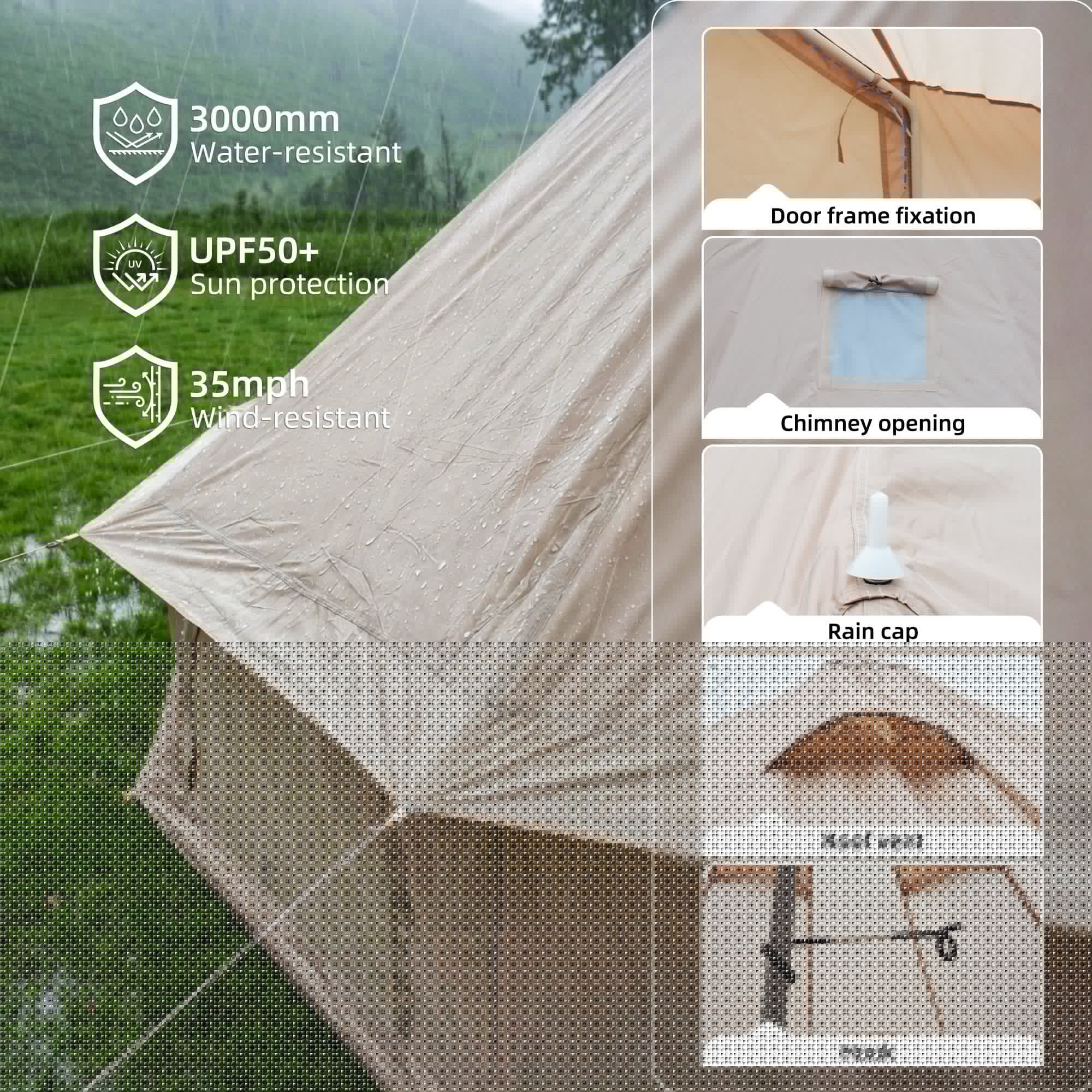 4 Season Bell Tent 16.4FT Waterproof Glamping Yurt