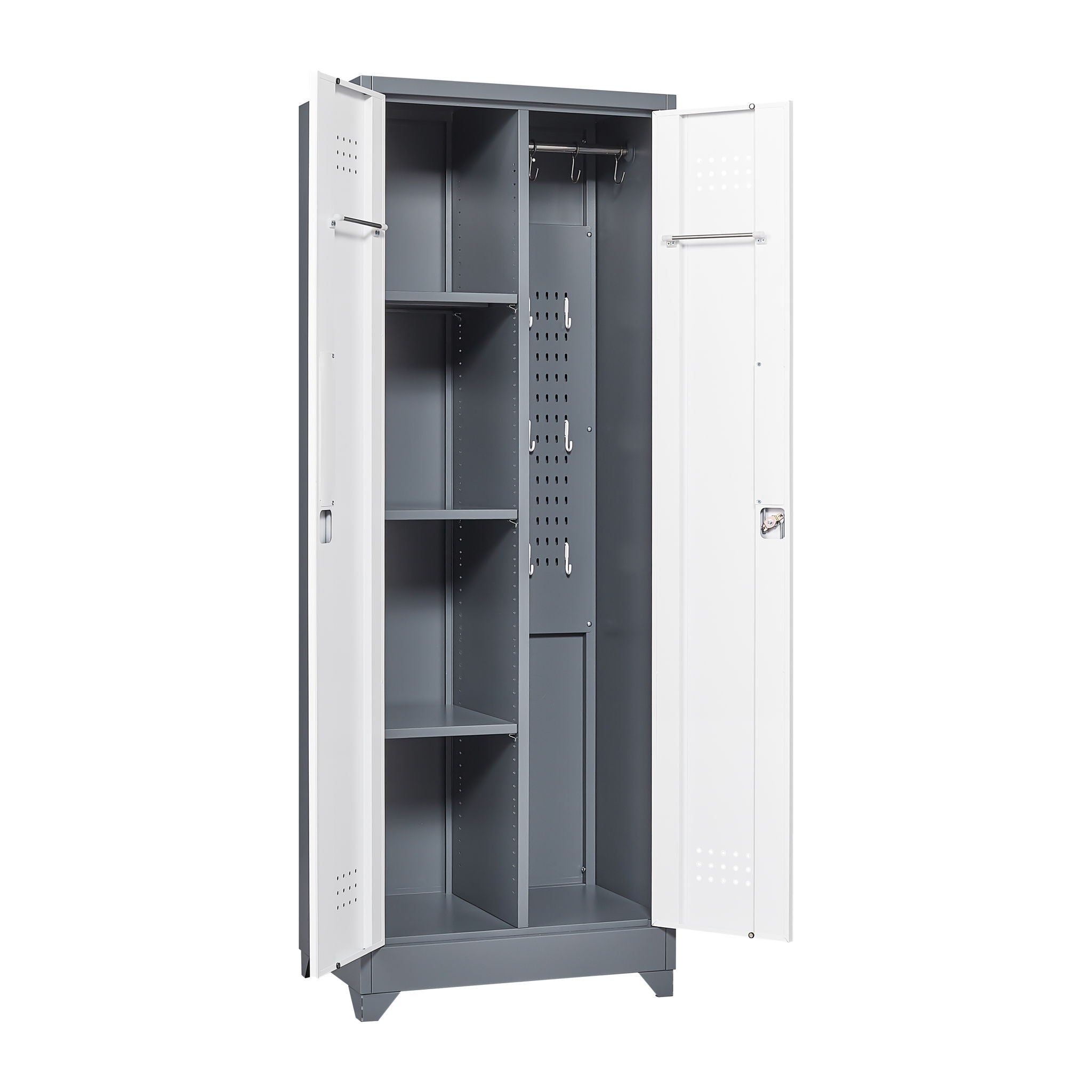 Lockers With Locking Doors, Adjustable Shelves, High Broom Tool Storage Cabinet
