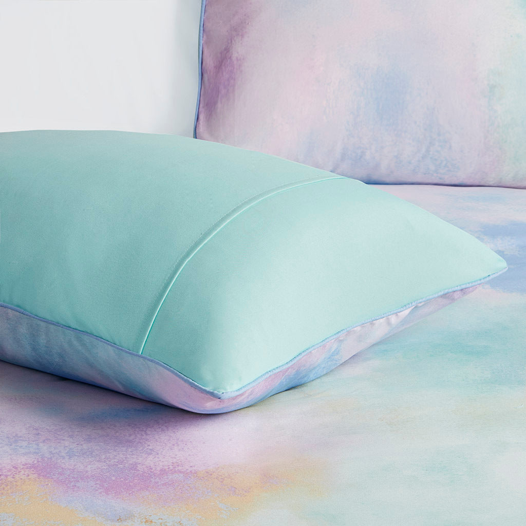 Twin/Twin XL Watercolor Tie Dye Printed Comforter Set with Throw Pillow