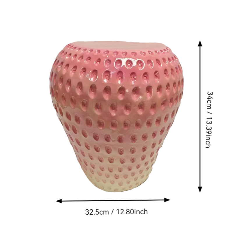 Strawberry Fruit Stool, 13.4" Oversized Resin Stool and Side Table