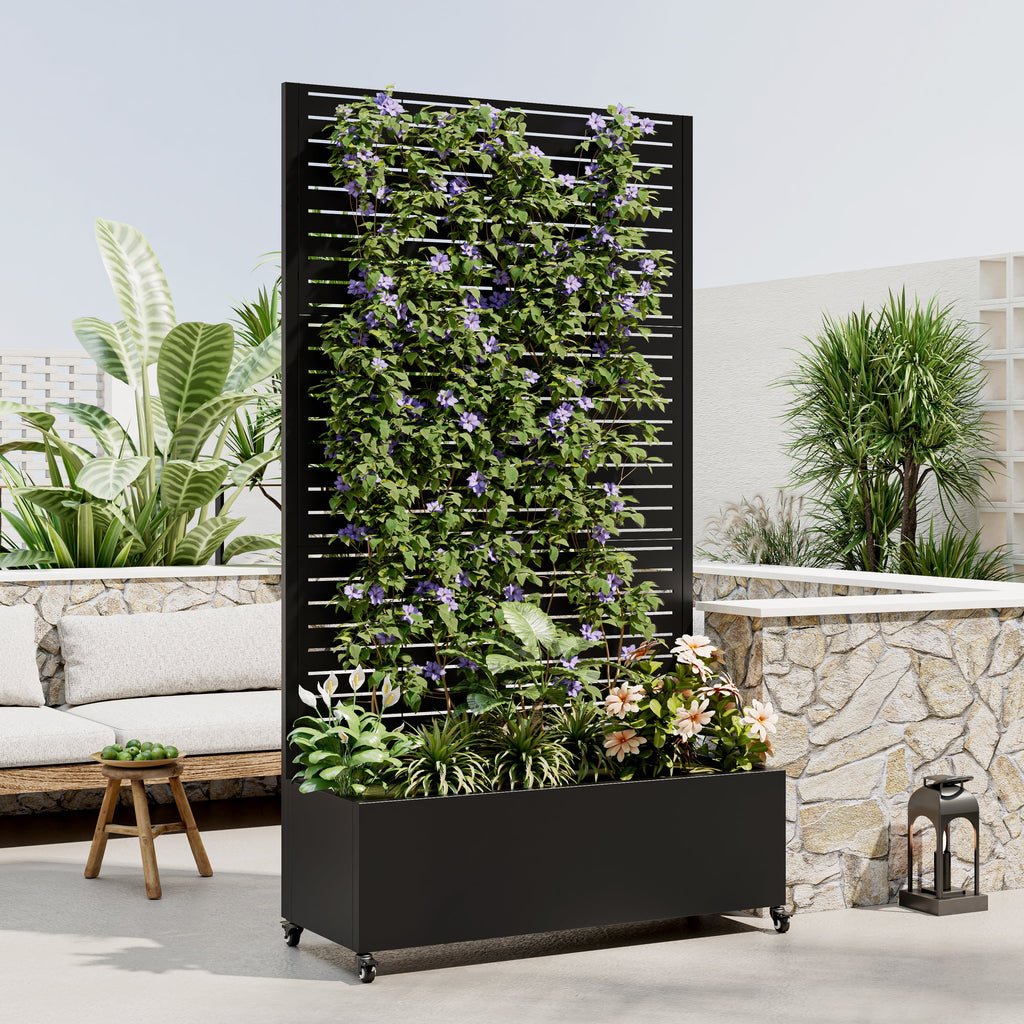 Metal Planter Box with Trellis, 73' x 35' x 16" Raised Garden Bed