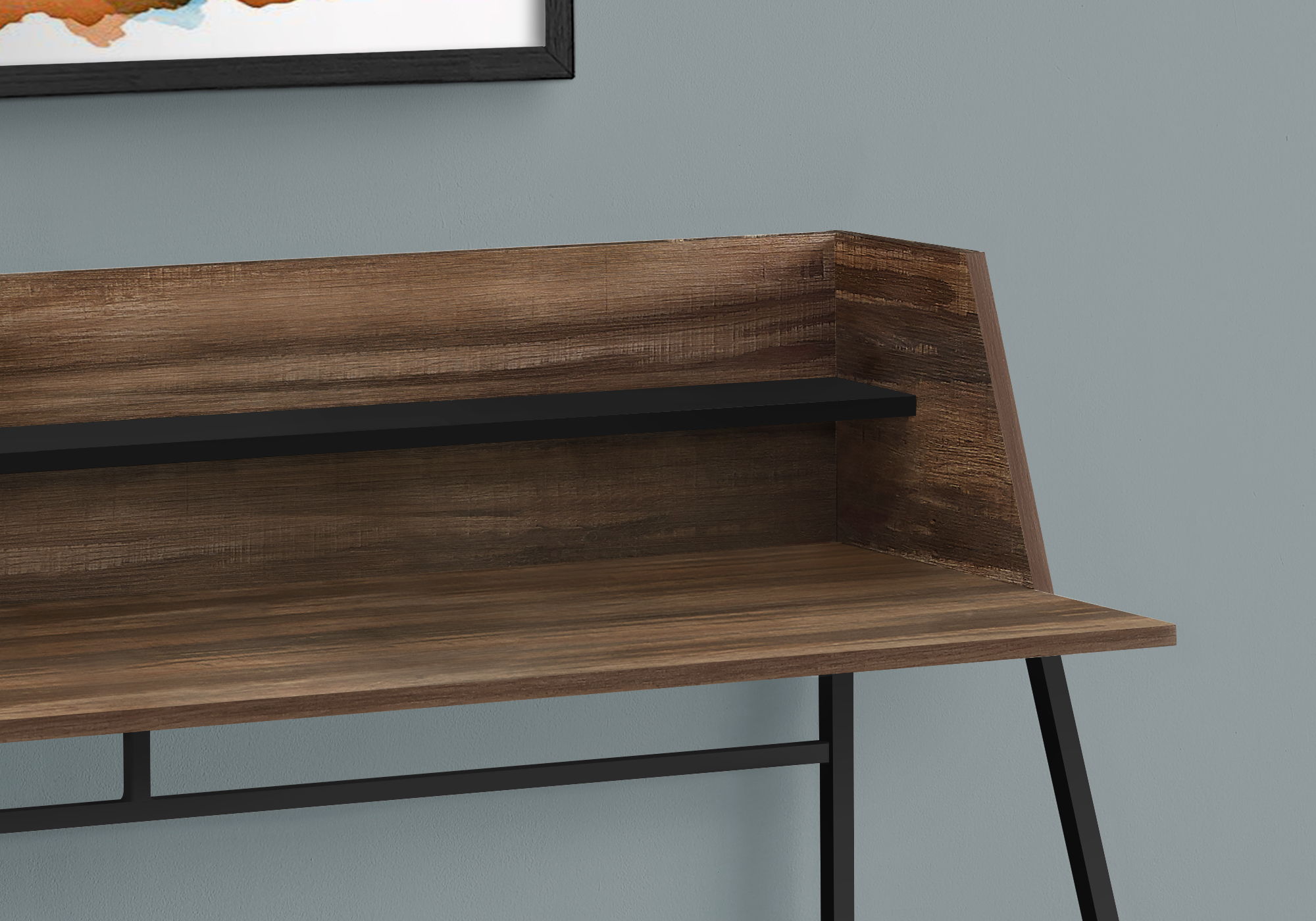 Computer Desk for Home Office with Marble Look and Storage Shelves
