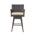 Outdoor Modern Rattan Swivel Barstool with Tapered Legs