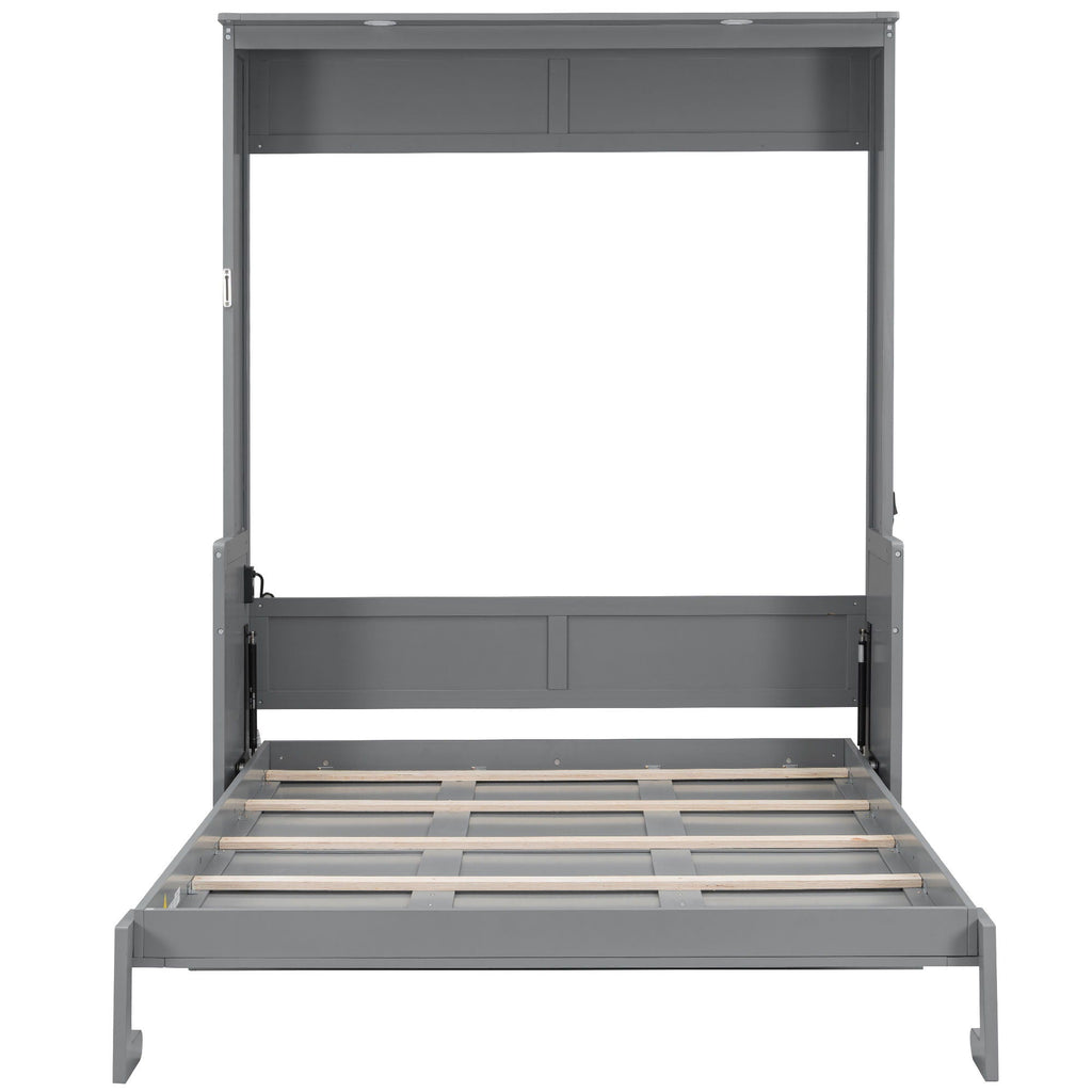 Murphy Bed With Desk, LED Lights & USB Charging Station