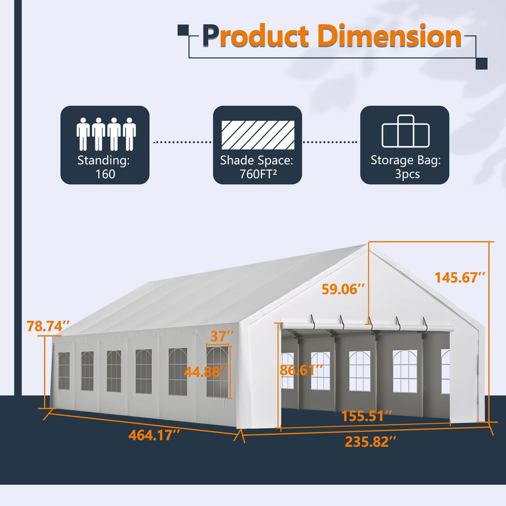 20x40FT Party Tent Heavy Duty, Large Wedding Event Shelters