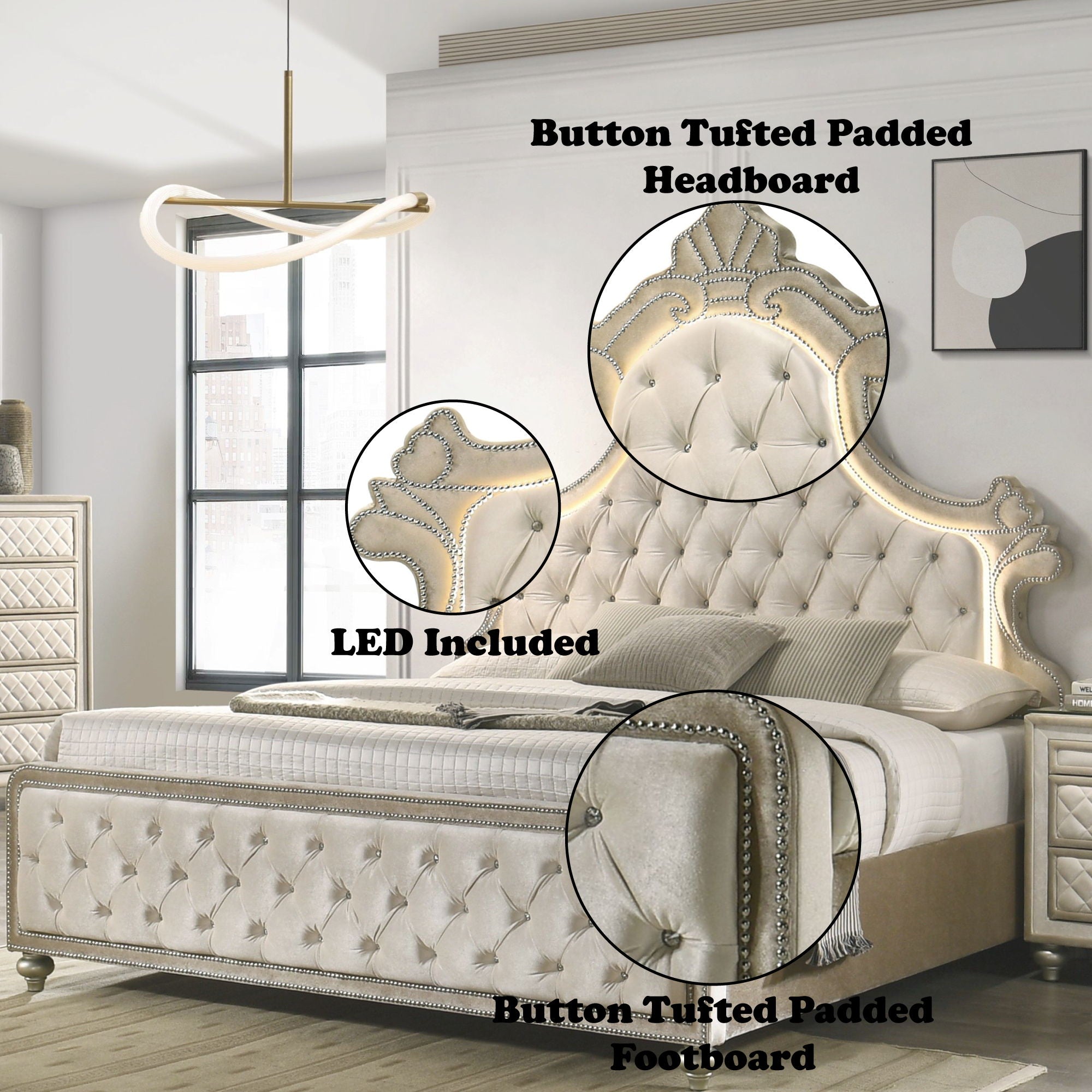 Lucienne Bed With LED Lighting