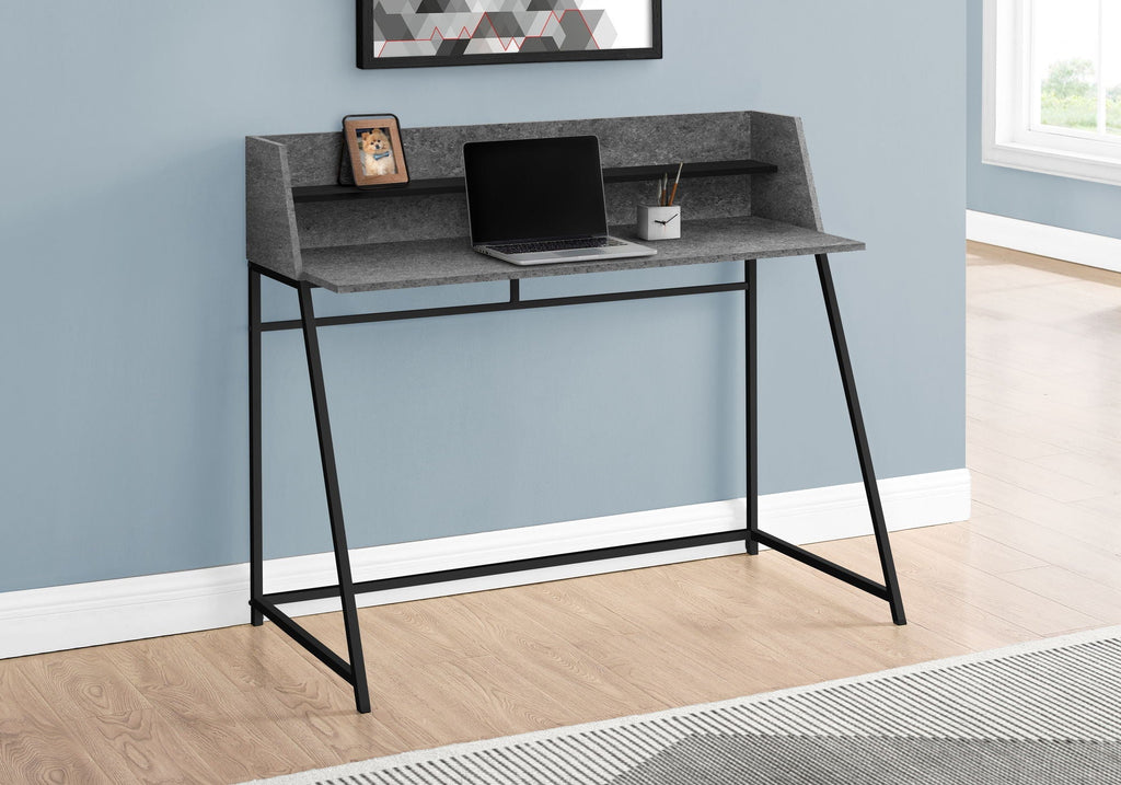 Computer Desk for Home Office with Marble Look and Storage Shelves