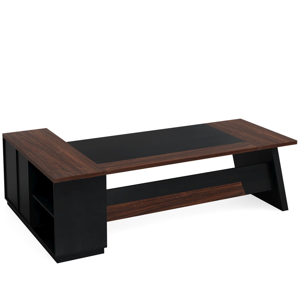 L-Shaped Executive Desk With File Cabinet & Drawers