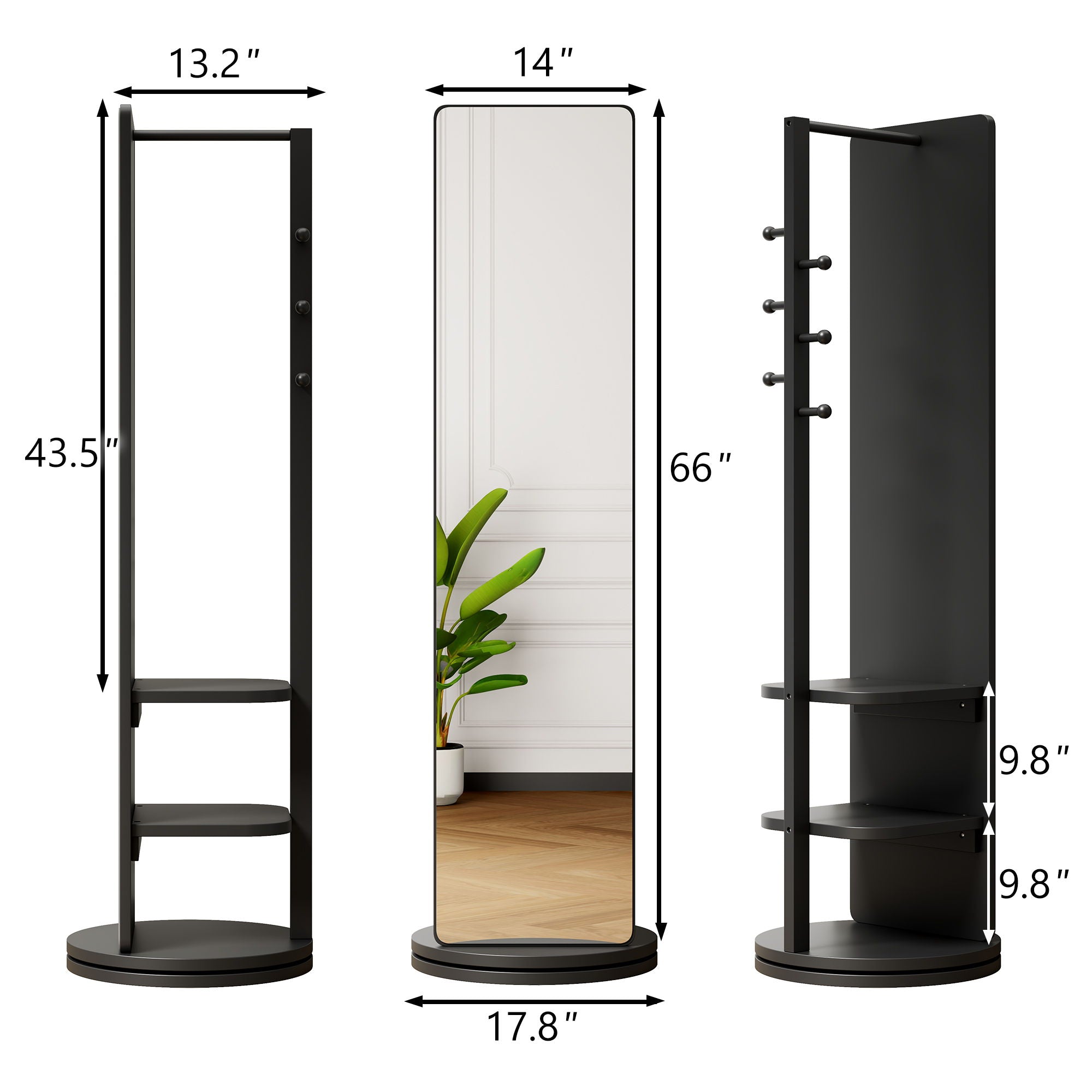3 In 1 Multifunctional Full-Length Clothing Mirror