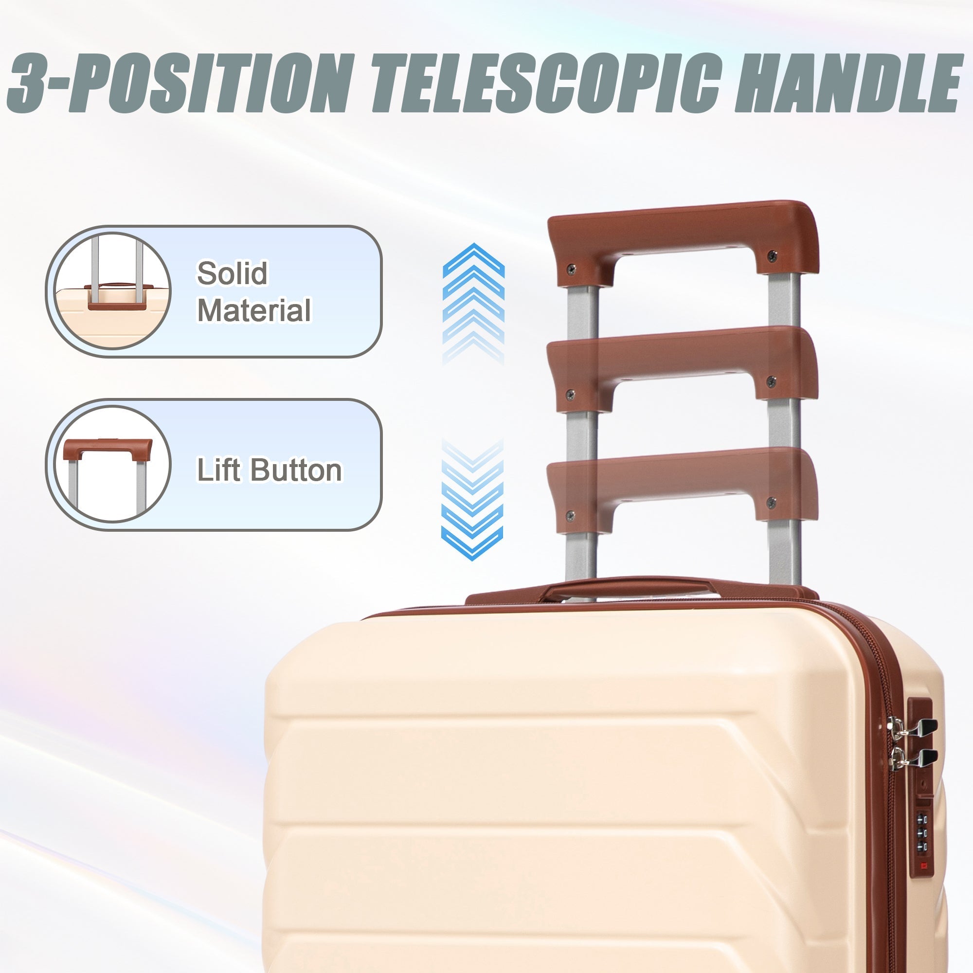14'/20' 2-Piece Beige ABS Spinner Wheel Luggage Set
