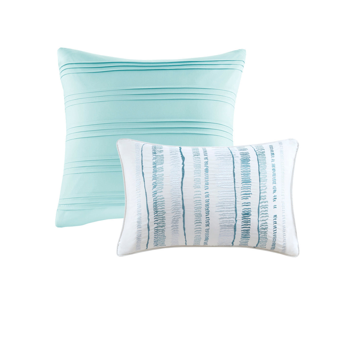 8 Piece Printed Seersucker Comforter and Quilt Set Collection Aqua King/Cal King