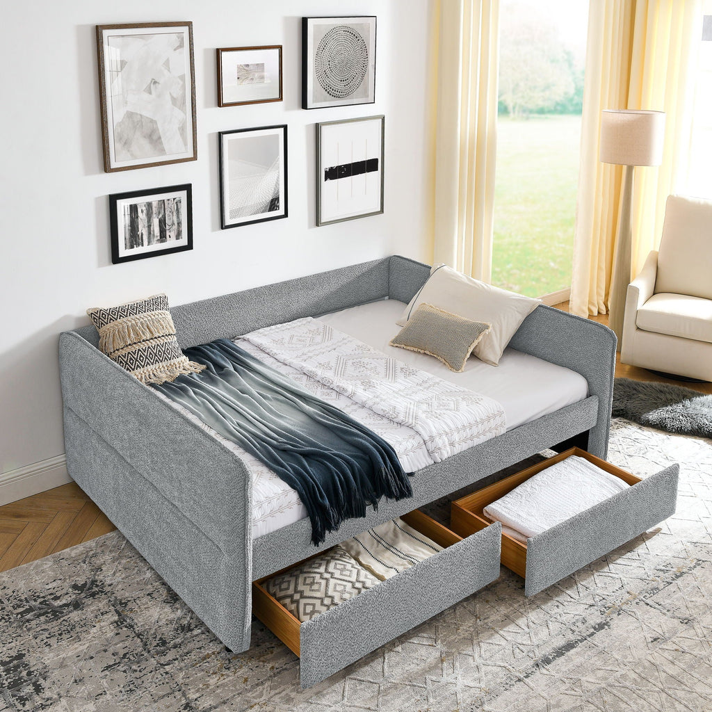 Upholstered Daybed & 2 Drawers