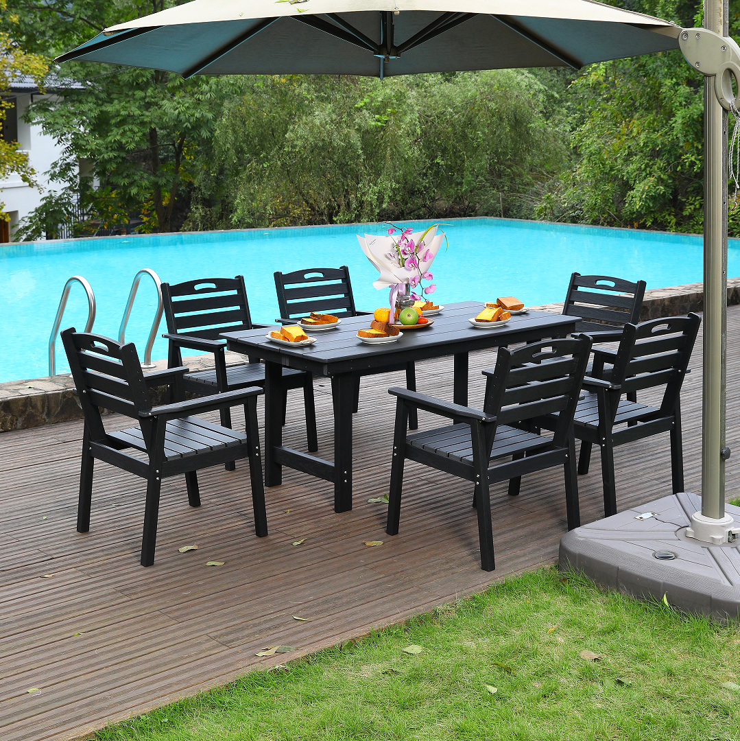 HDPE Outdoor Patio Dining Set with 6 Chairs