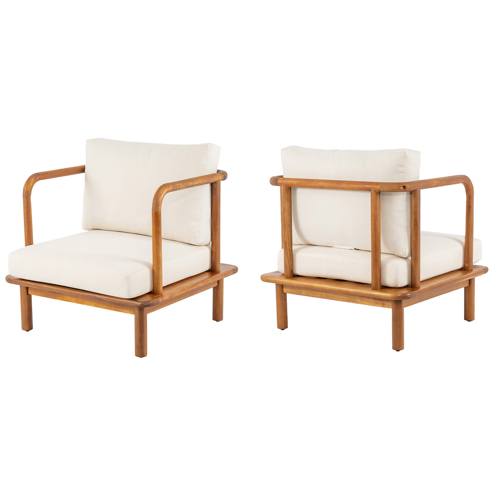 Canape Acacia Club Chair with Cream Cushion Set of 2