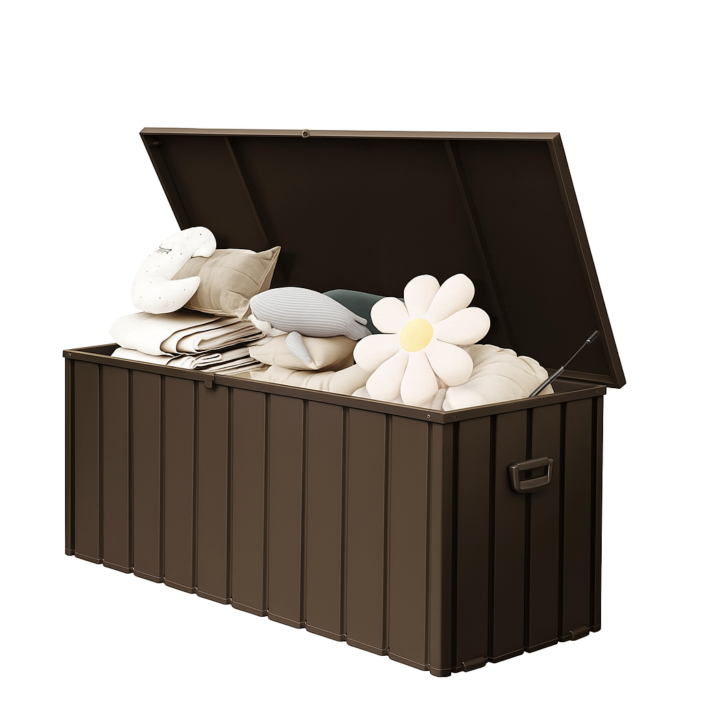 190 Gallon Metal Deck Box, Waterproof Steel Outdoor Storage Cabinet