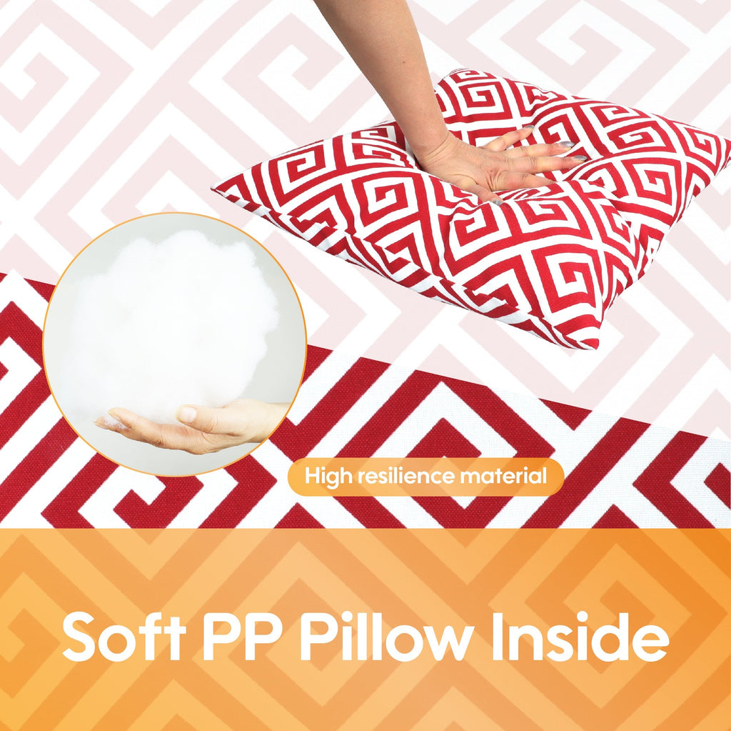 2 Pack Outdoor Throw Pillows - Waterproof & Fade-Resistant (18x18 Inch, Red)