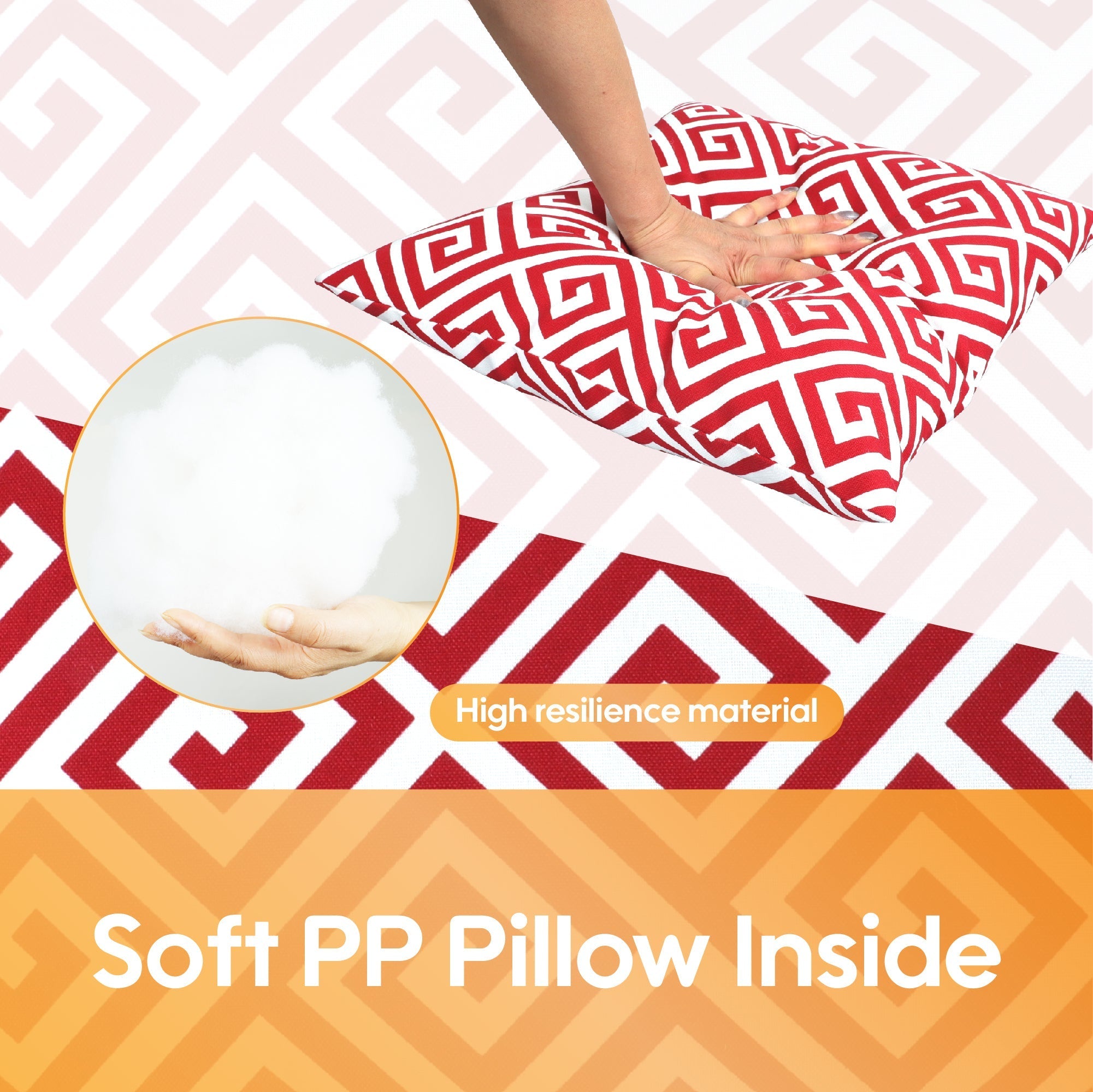 2 Pack Outdoor Throw Pillows - Waterproof & Fade-Resistant (18x18 Inch, Red)