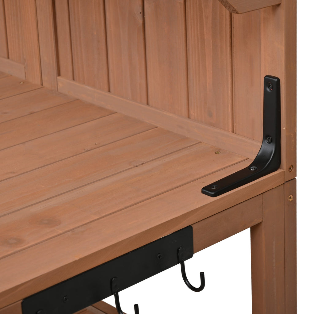 TOPMAX Potting Bench with Hutch, 50.2' Solid Fir Wood Garden Workstation