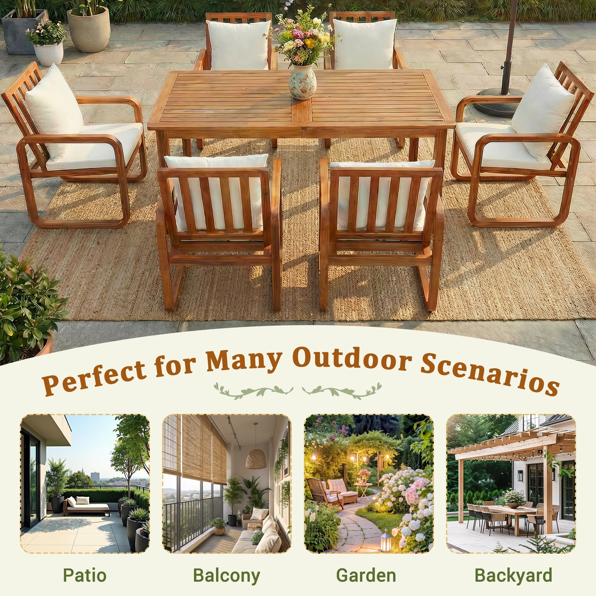 7 Pieces Patio Dining Set Outdoor Dining Table and Chairs