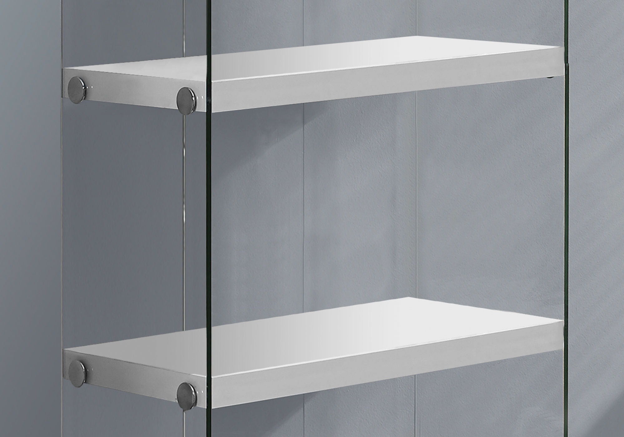 5-Tier White Bookcase with Clear Tempered Glass