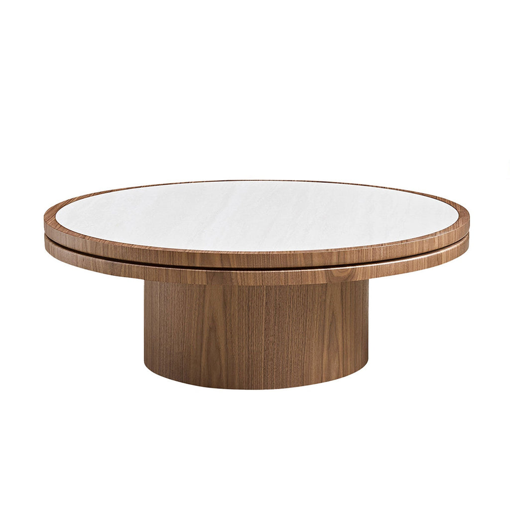 35.43 Inch Coffee Table with Sintered Stone Tabletop in Walnut