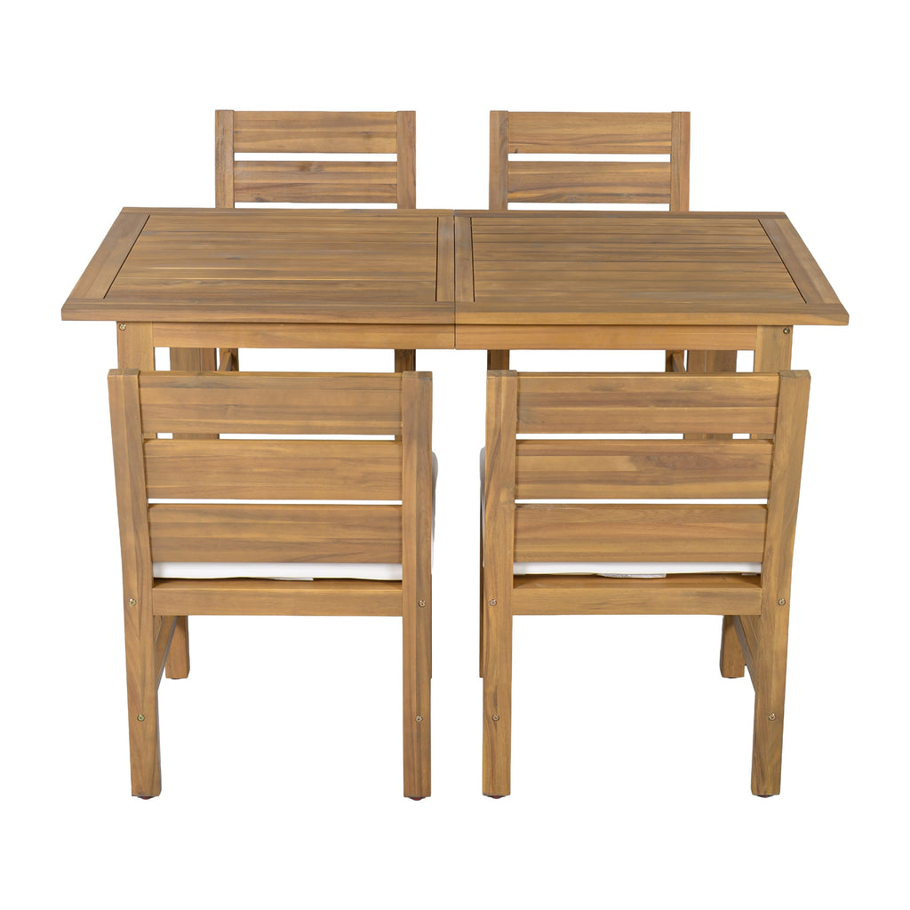 U_STYLE Farmhouse 5-Piece Outdoor Patio Dining Set with Adjustable Legs