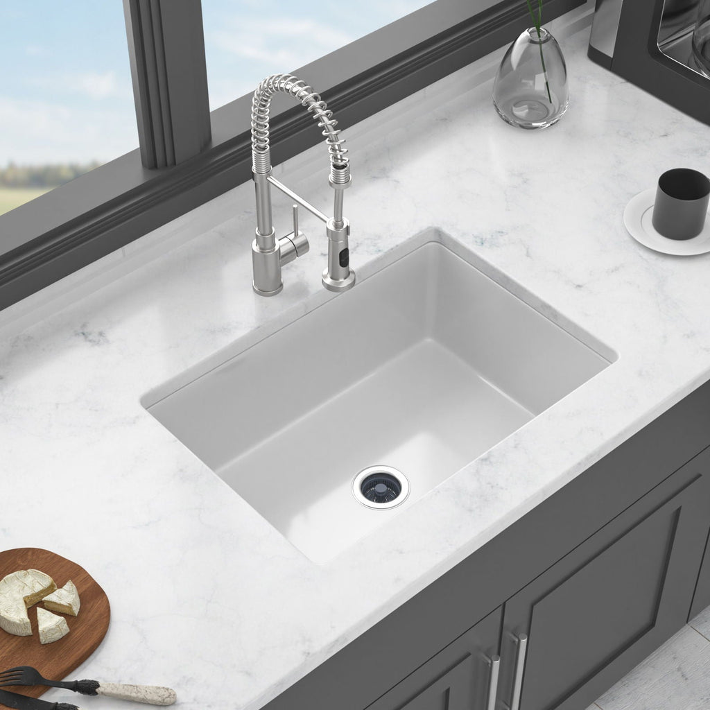Rectangular Deep Single Bowl Kitchen Sink With Dual Mount Installation