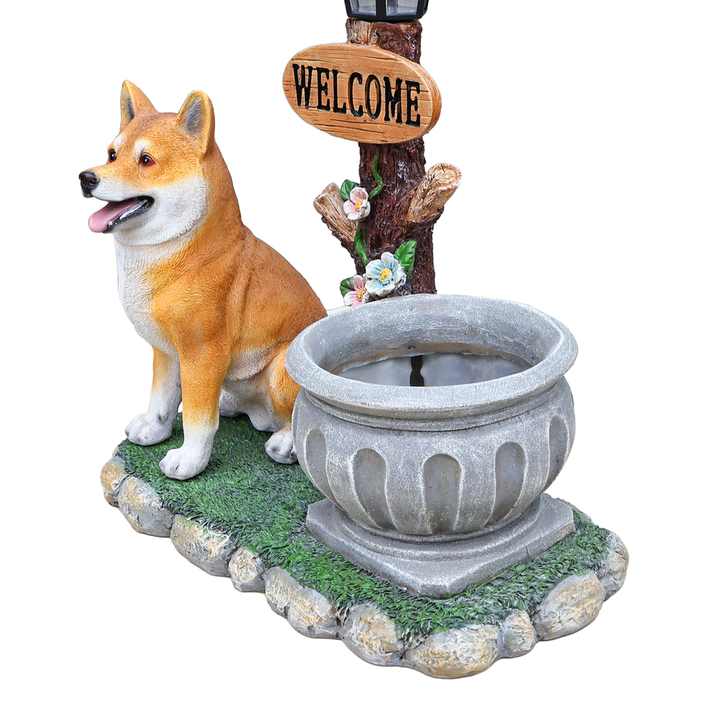 Sitting Akita Dog Planter Garden Decor