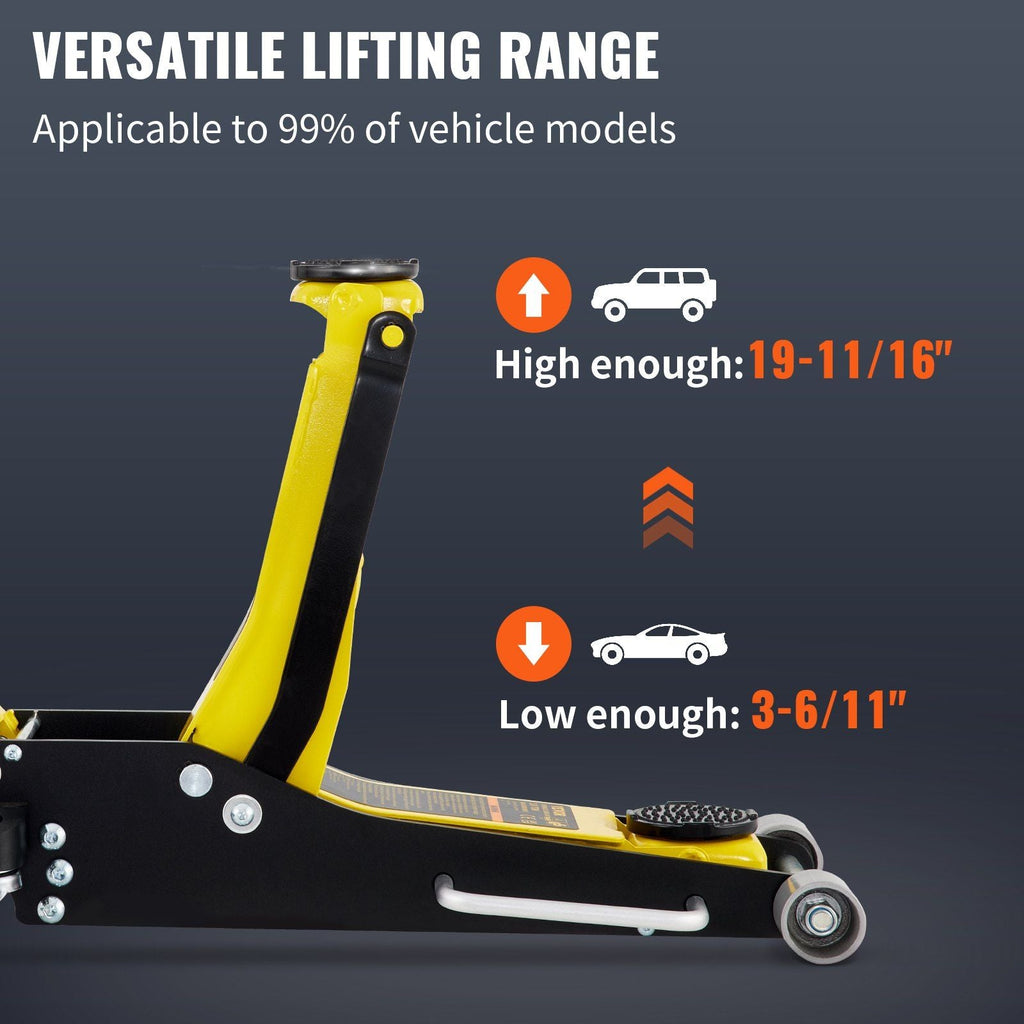 Vevor Racing Floor Jack 3 Ton Dual Pump Lift - Natural