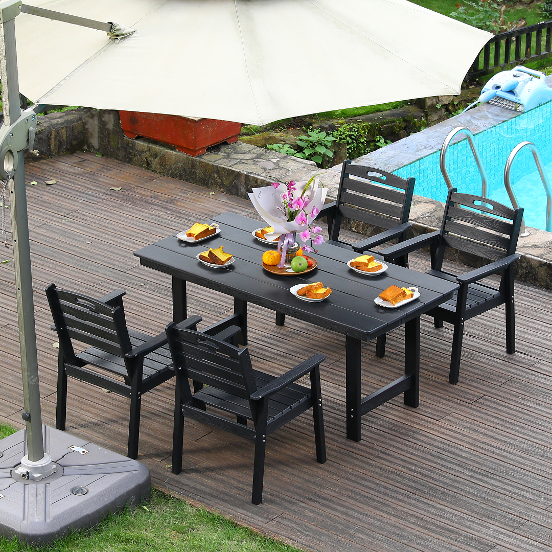 HDPE Outdoor Patio Dining Set - Table and Four Chairs