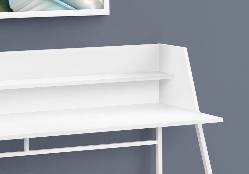Computer Desk for Home Office with Marble Look and Storage Shelves