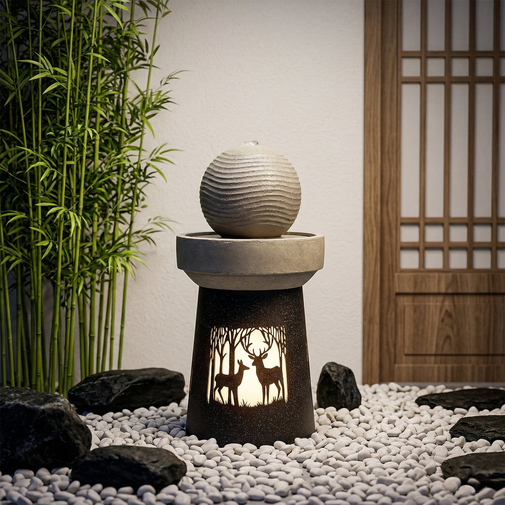 Outdoor Garden Lantern with Warm LED Light Deer Silhouette