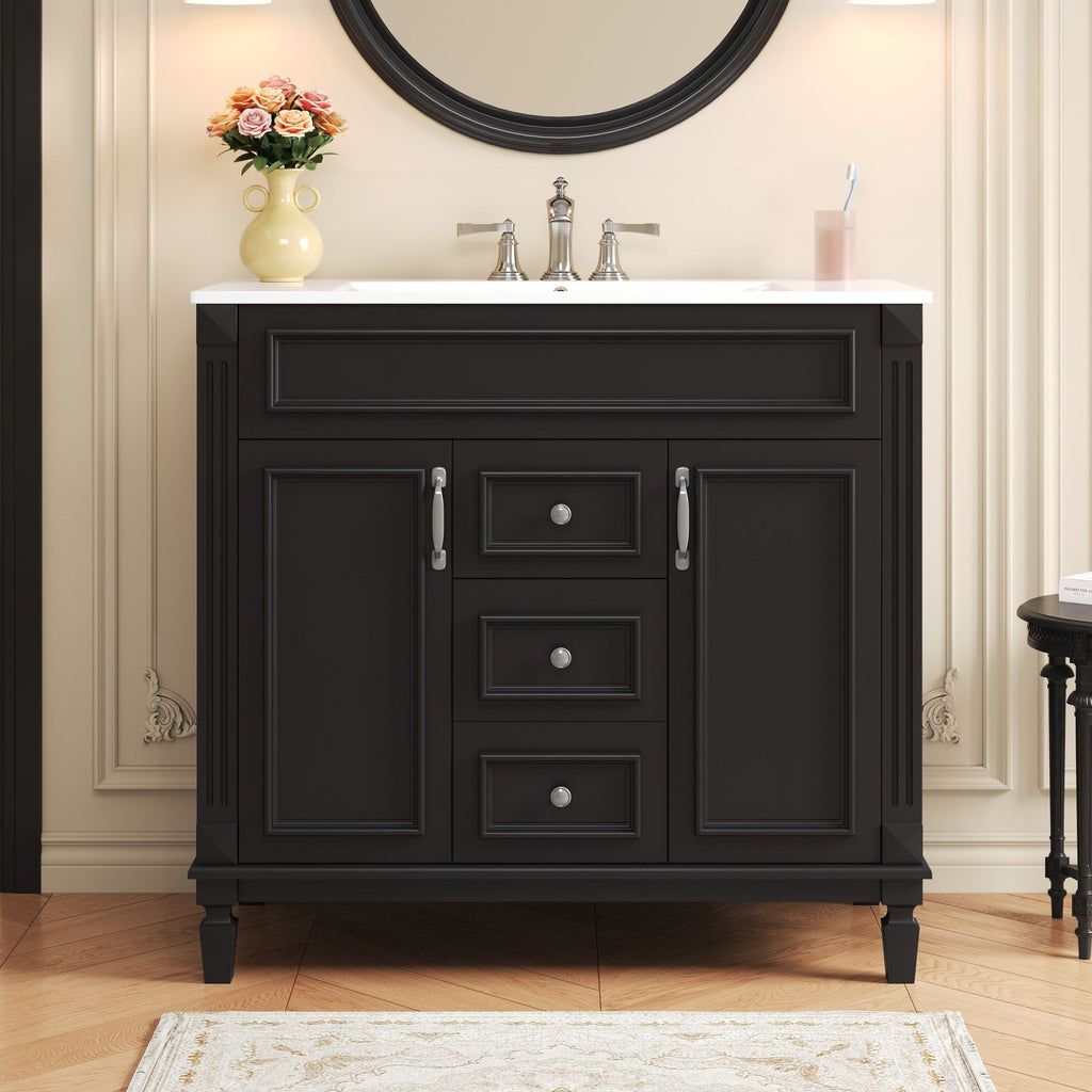 Bathroom Vanity With Top Sink and Soft-Closing Storage