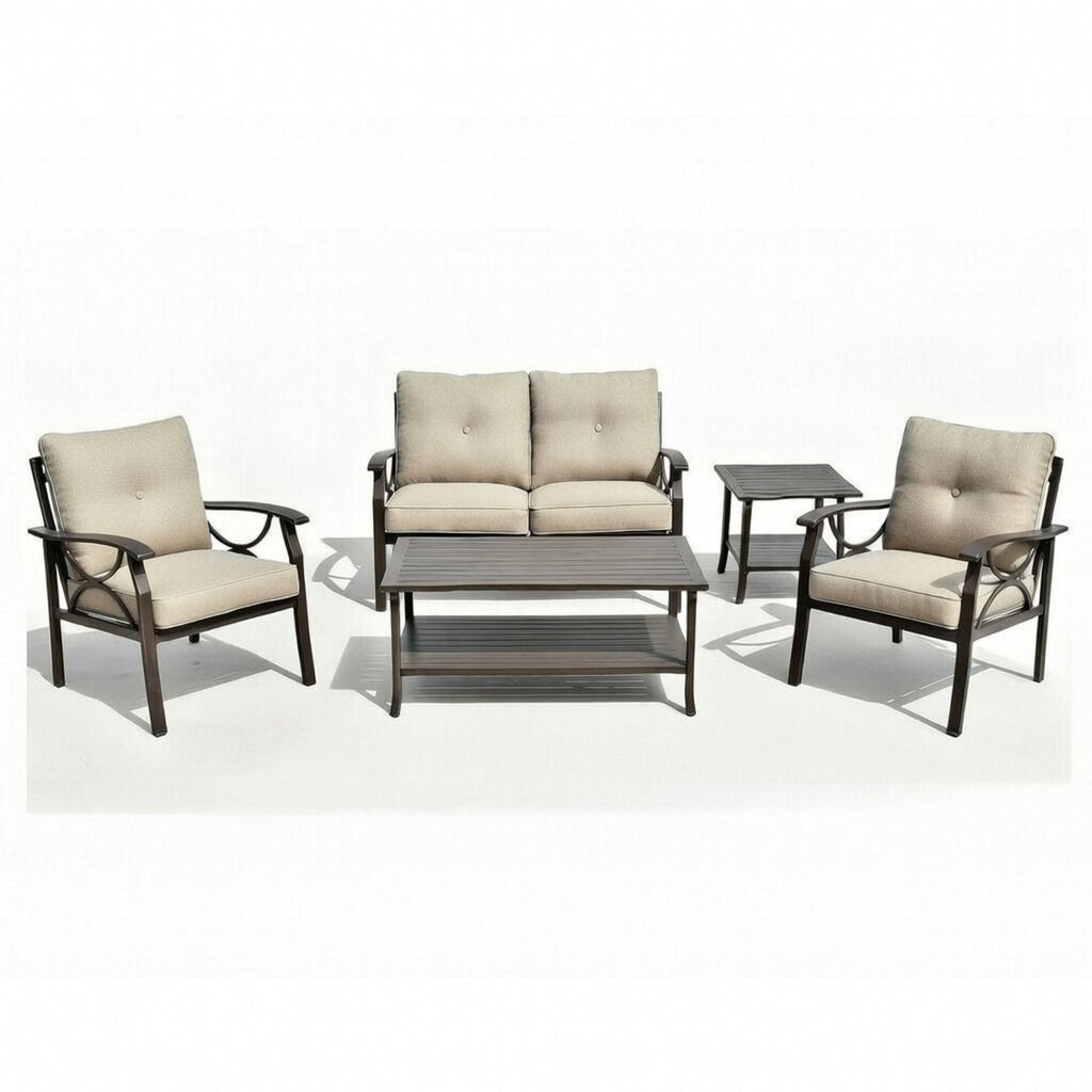 Patio Furniture Set with Coffee Table and Cushions for Backyard